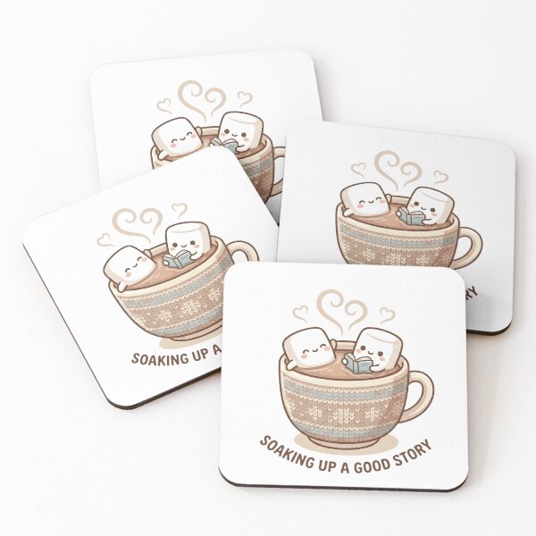 Item preview, Soaking Up A Good Story Cute Marshmallow in Hot Chocolate Reading Book designed and sold by Aryaam.