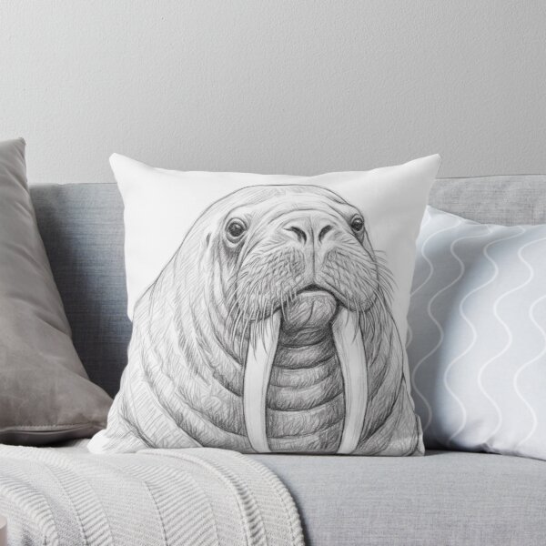 Item preview, Walrus Pencil Sketch Portrait | Black and White Wildlife Art Print designed and sold by Leon Woods Pencil Art.