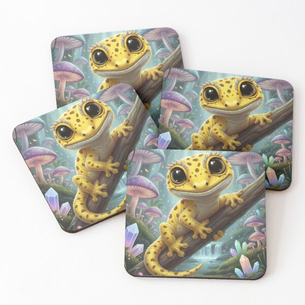 Item preview, Cute Leopard Gecko Magic Forest Mushroom Fantasy designed and sold by HarlemDigitals.