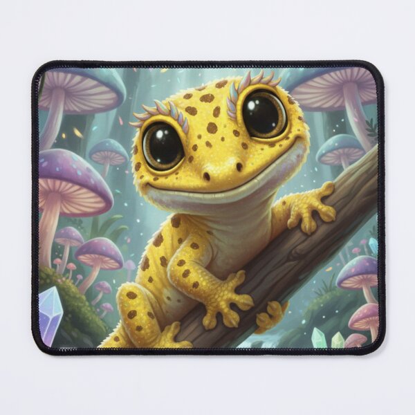 Item preview, Cute Leopard Gecko Magic Forest Mushroom Fantasy designed and sold by HarlemDigitals.