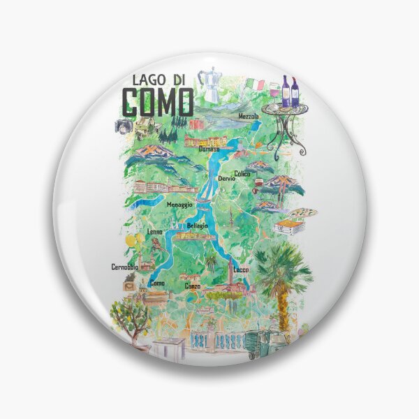 Item preview, Lago di Como Illustrated Travel Map with Roads and Highlights in Italy designed and sold by artshop77.