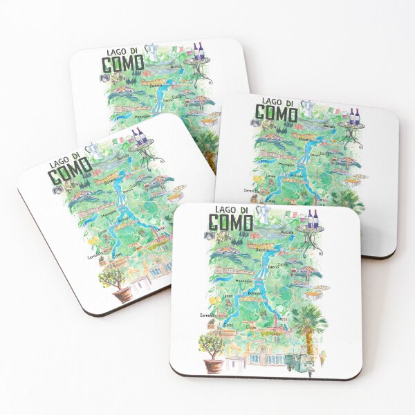 Item preview, Lago di Como Illustrated Travel Map with Roads and Highlights in Italy designed and sold by artshop77.