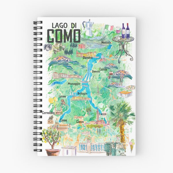 Item preview, Lago di Como Illustrated Travel Map with Roads and Highlights in Italy designed and sold by artshop77.