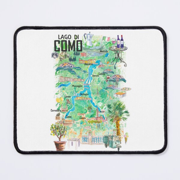 Item preview, Lago di Como Illustrated Travel Map with Roads and Highlights in Italy designed and sold by artshop77.