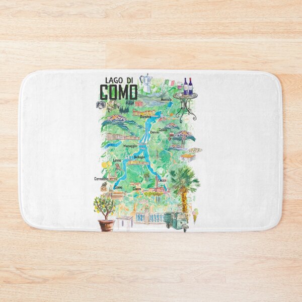 Item preview, Lago di Como Illustrated Travel Map with Roads and Highlights in Italy designed and sold by artshop77.