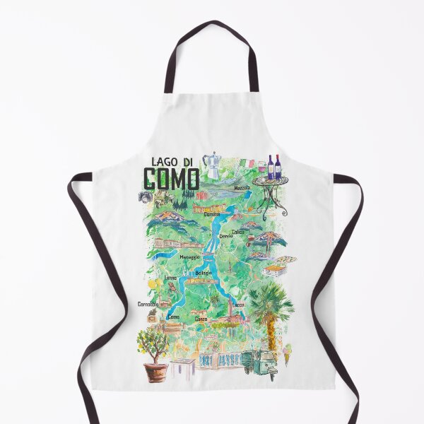 Item preview, Lago di Como Illustrated Travel Map with Roads and Highlights in Italy designed and sold by artshop77.