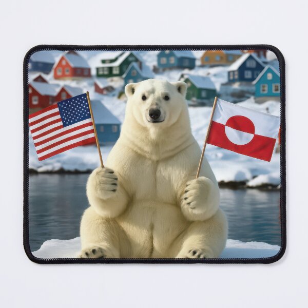 Item preview, Polar Bear With American and Greenland Flags designed and sold by Maria Dryfhout.