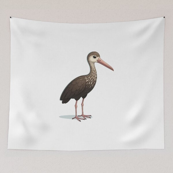 Item preview, An adorable cartoon stork with a colorful body and large eyes, standing poised on one leg. designed and sold by cave-canvas.