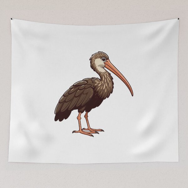 Item preview, Illustration of a brown bird with long legs and beak, showcasing vibrant feathers. designed and sold by cave-canvas.