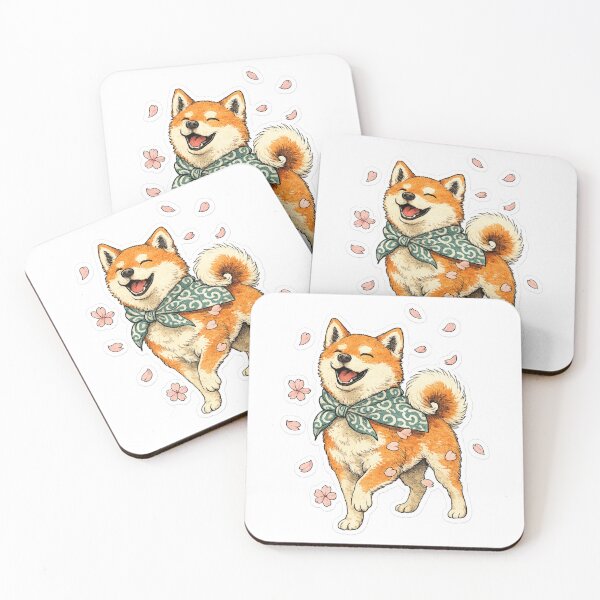 Item preview, Japanese Ukiyo-e Shiba Inu Warm Sakura Sticker Art designed and sold by RiotKida.