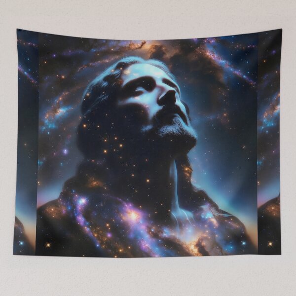 Item preview, Silhouette Jesus Christ Galaxy Art – Christian Surreal Cosmic Space Artwork designed and sold by stylishdzign.