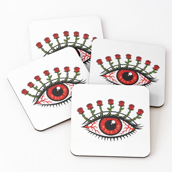 Item preview, Surreal Rose Eyelash Eye, Botanical Weirdcore Red Iris Design designed and sold by The Bizarre Archive.