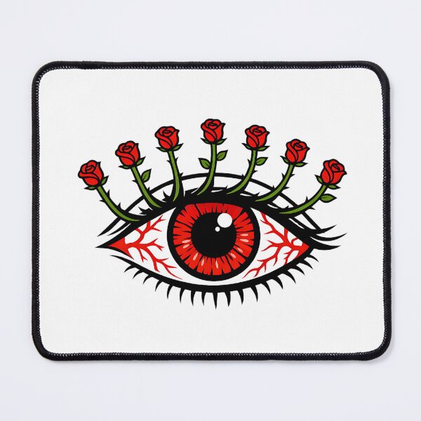Item preview, Surreal Rose Eyelash Eye, Botanical Weirdcore Red Iris Design designed and sold by The Bizarre Archive.