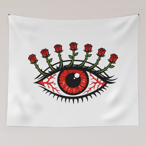 Item preview, Surreal Rose Eyelash Eye, Botanical Weirdcore Red Iris Design designed and sold by The Bizarre Archive.