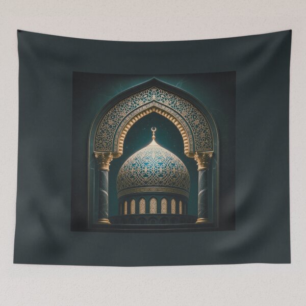 Item preview, Celestial Midnight Mosque: Golden Dome & Marble Arch Art (V.2) designed and sold by D-Islamic.