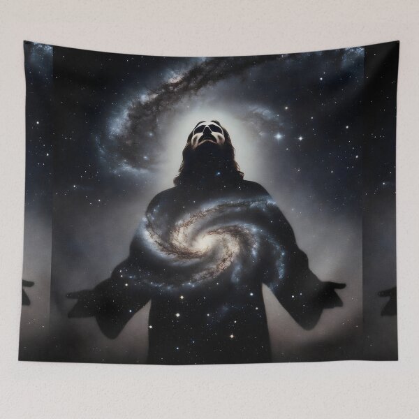 Item preview, Silhouette Jesus Christ Galaxy Art – Christian Surreal Cosmic Space Artwork designed and sold by stylishdzign.