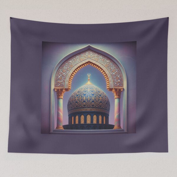 Item preview, Celestial Midnight Mosque: Golden Dome & Marble Arch Art (V.3) designed and sold by D-Islamic.