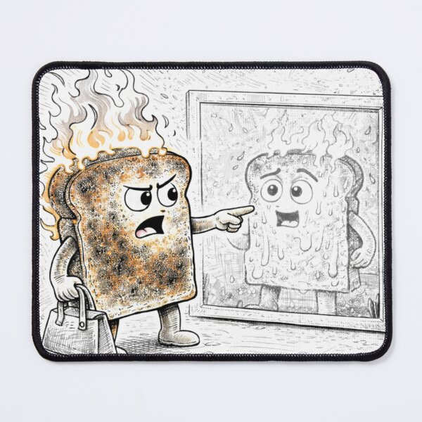 Item preview, Tired Toast Burnout – Relatable Funny Line Art Cartoon designed and sold by ComedyInkFactor.
