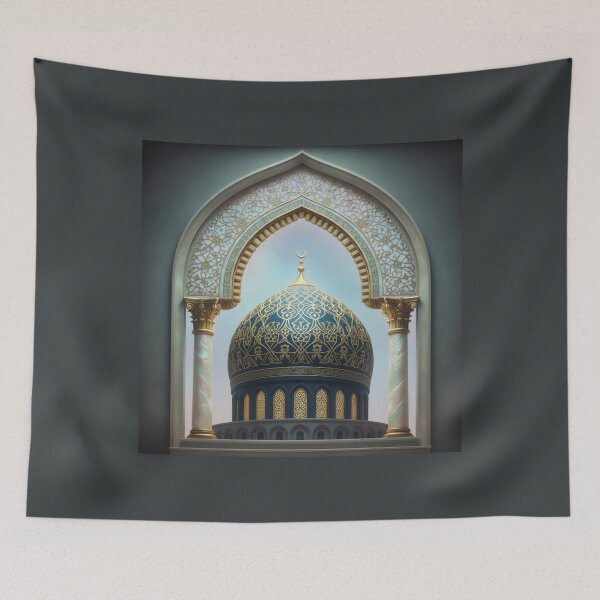 Item preview, Celestial Midnight Mosque: Golden Dome & Marble Arch Art (V.4) designed and sold by D-Islamic.