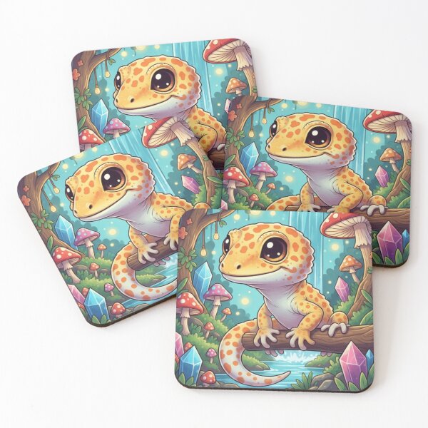 Item preview, Cute Leopard Gecko Magic Crystal Forest Fantasy designed and sold by HarlemDigitals.