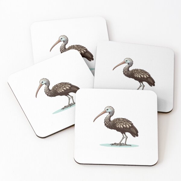Item preview, Illustration of a brown and white stork bird standing gracefully on a soft blue background. designed and sold by cave-canvas.
