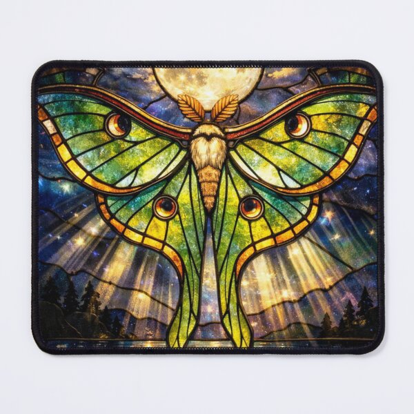 Item preview, Elegant stain glass dark moody moonlight Luna Moth designed and sold by hollycooper.