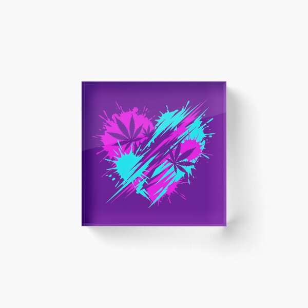Item preview, Neon Stoner Splatter Heart Cannabis Art 2026 designed and sold by MarCinu Art.