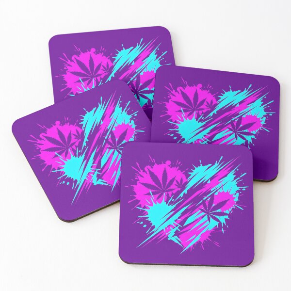 Item preview, Neon Stoner Splatter Heart Cannabis Art 2026 designed and sold by MarCinu Art.