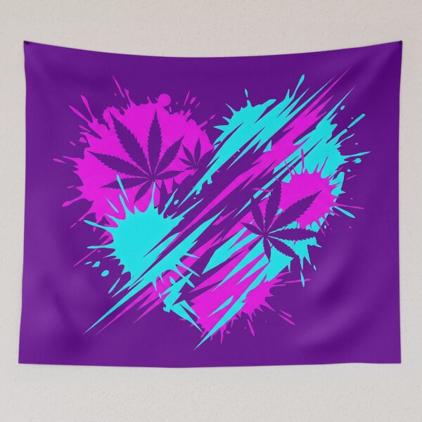 Item preview, Neon Stoner Splatter Heart Cannabis Art 2026 designed and sold by MarCinu Art.