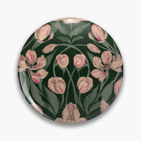 Item preview, Moody Dark Green Variegated Tulip Botanical Heritage Floral designed and sold by LolaveeCreative.