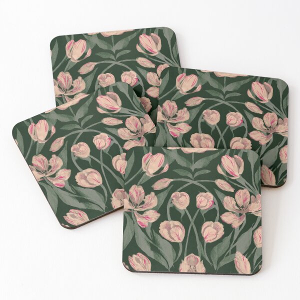 Item preview, Moody Dark Green Variegated Tulip Botanical Heritage Floral designed and sold by LolaveeCreative.