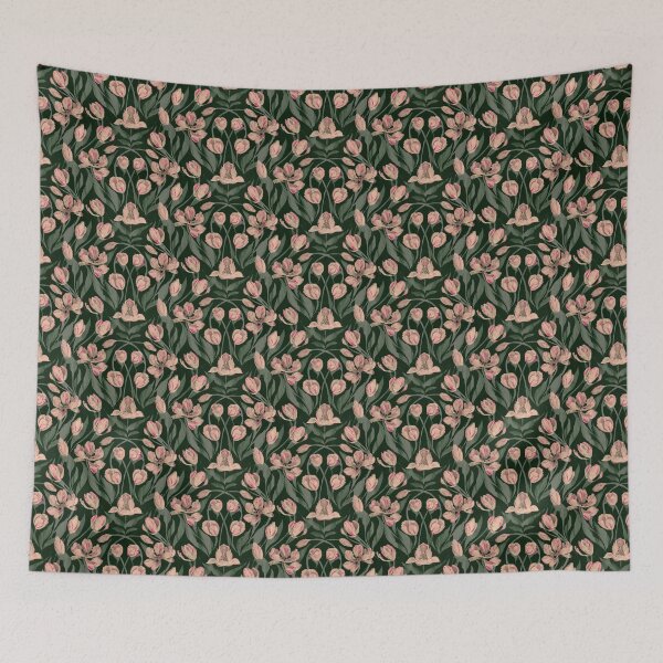Item preview, Moody Dark Green Variegated Tulip Botanical Heritage Floral designed and sold by LolaveeCreative.