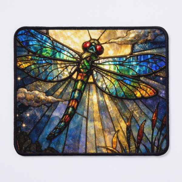 Item preview, Moody elegant dark Stain glass moonlight dragonfly art designed and sold by hollycooper.