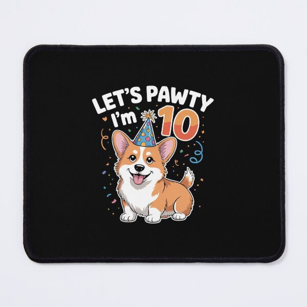 Item preview, Let's Pawty 10 Years Old Corgi Dog Lover 10th Birthday Party designed and sold by MarkLeedsArt.