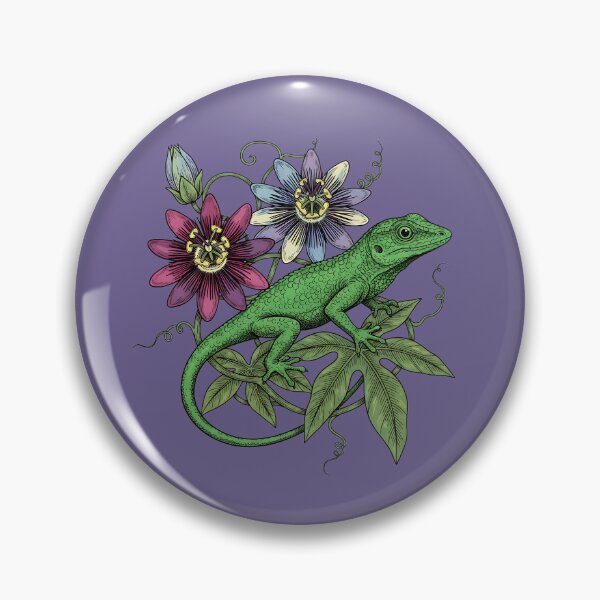 Item preview, Anole Lizard with Passionflower Vines designed and sold by BirdsnStuff.
