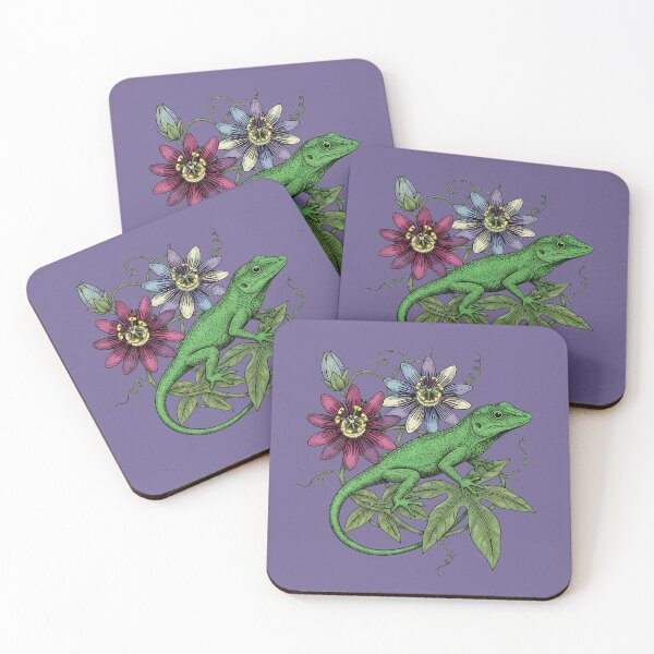 Item preview, Anole Lizard with Passionflower Vines designed and sold by BirdsnStuff.
