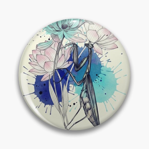 Item preview, Praying Mantis Watercolor Lotus Flowers designed and sold by HarlemDigitals.