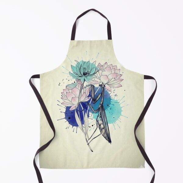 Item preview, Praying Mantis Watercolor Lotus Flowers designed and sold by HarlemDigitals.