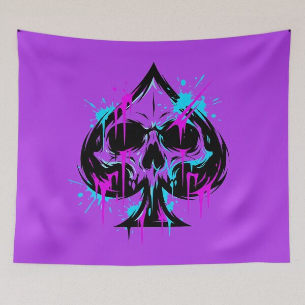 Item preview, Ace of Spades Skull Neon Splatter Grunge designed and sold by MarCinu Art.