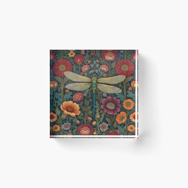 Artikelvorschau, Elegante Vintage-Libellenkunst, Herbstrot, Orange, Magenta, Herbstblumen entworfen und verkauft von hollycooper.
