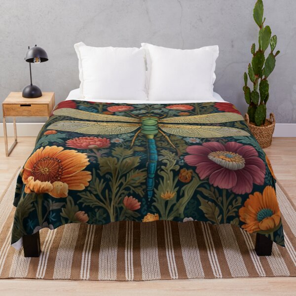 Artikelvorschau, Elegante Vintage-Libellenkunst, Herbstrot, Orange, Magenta, Herbstblumen entworfen und verkauft von hollycooper.