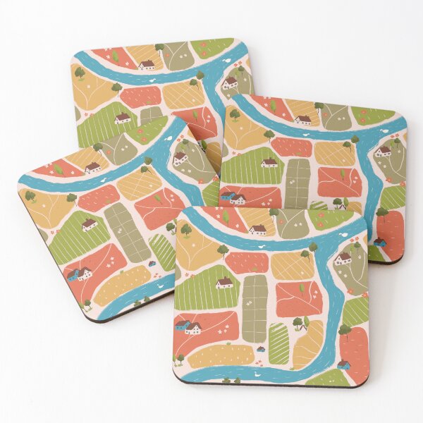 Item preview, Retro village map pattern designed and sold by purplesparrow.