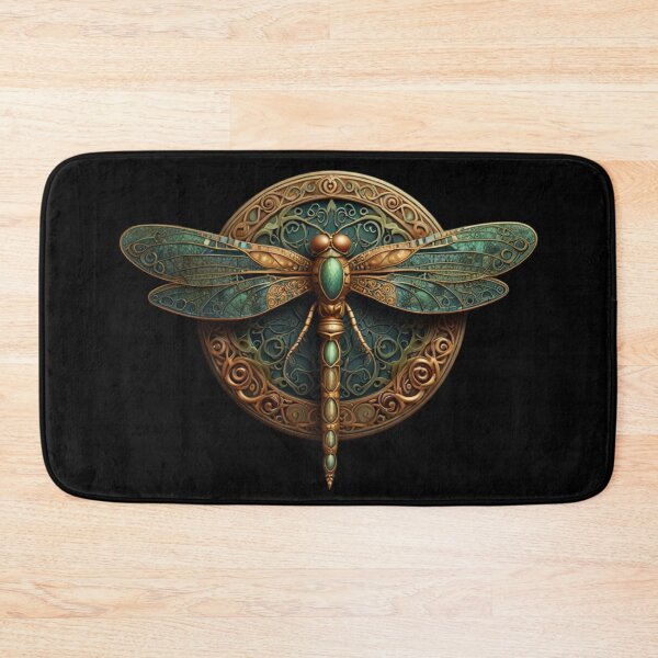 Item preview, Elegant bohemian gold green art nouveau dragonfly art  designed and sold by hollycooper.