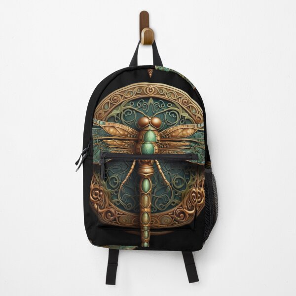 Item preview, Elegant bohemian gold green art nouveau dragonfly art designed and sold by hollycooper.