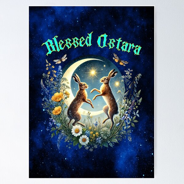 Item preview, Blessed Ostara Moon Rabbits — Spring Equinox Celebration Art designed and sold by MysticOzzy.
