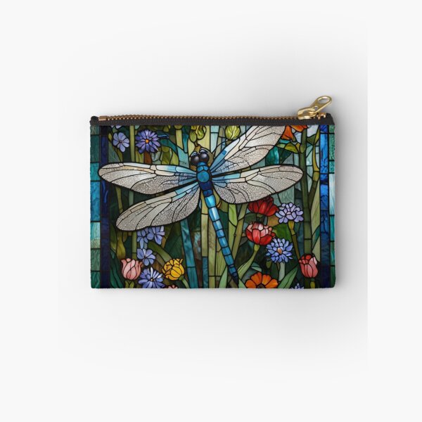 Item preview, Vintage art nouveau bohemian stain glass dragonfly art floral garden  designed and sold by hollycooper.