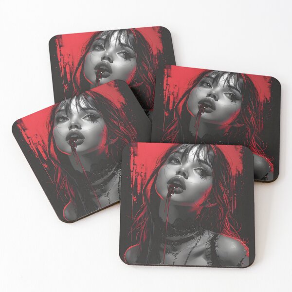 Item preview, Crimson Hunger: Anime Vampire Girl with Red Background designed and sold by QNTR CULT.