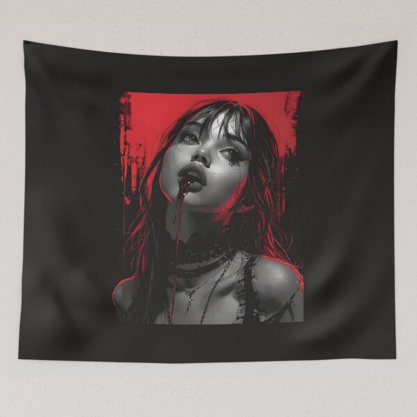 Item preview, Crimson Hunger: Anime Vampire Girl with Red Background designed and sold by QNTR CULT.