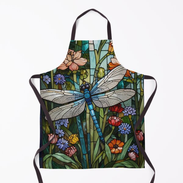 Item preview, Vintage art nouveau bohemian stain glass dragonfly art floral garden designed and sold by hollycooper.