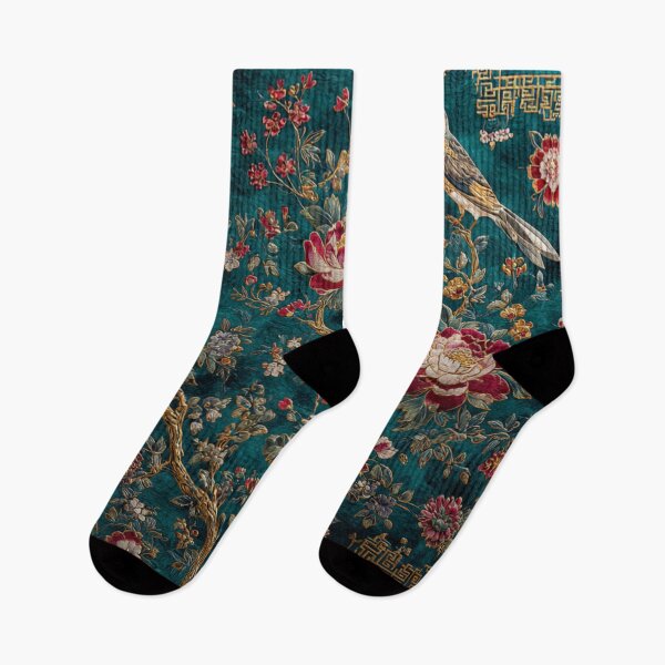 Item preview, Teal Silk Floral Birds Carpet designed and sold by GrinGalore.